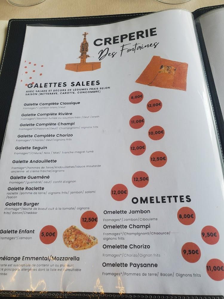 Restaurant Crêperie des fontaines - Menu Image 1